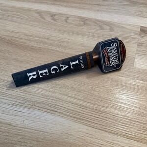 Samuel Adams Boston Lager Beer Tap Handle Wood Metal Red Accent